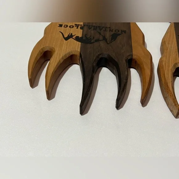 Bear Claw Salad Servers Meat Shredder Montana Block Wood - Picture 6 of 8